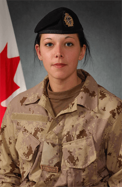 Corporal Karine Marie Natasha Blais of the 12th Armoured Regiment of Canada 2nd Batallion Royal 22nd Regiment Battle Group Canadian Army KIA April 2009 Afghanistan - Photo credit Veterans Affairs Canada