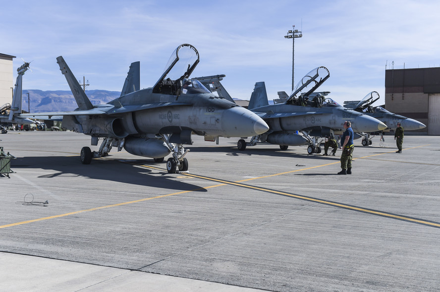 RCAF CF-18 Hornets on the flightline at Holloman Air Force Base NM 13 Feb 2018 - USAF photo by SA Chase Cannon 180213-F-GO091-057