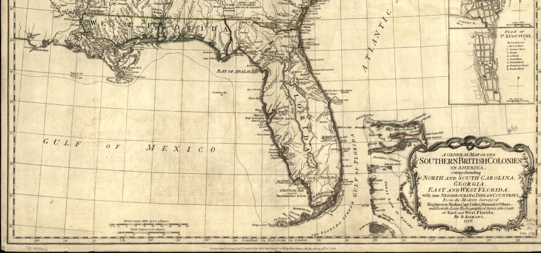 British West and East Florida - Cropped from A General Map of the Southern British Colonies in America - Library of Congress