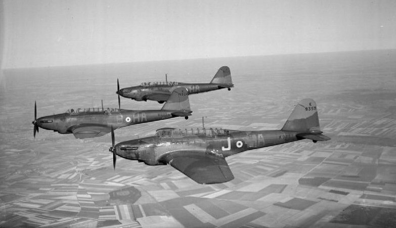 Fairey Battles over France circa 1939-1940 - RAF photograph by RAF photographer Stanley Arthur Devon - Public Domain image via Wikipedia C449 jpg